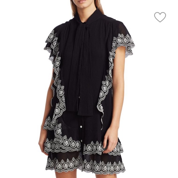 DEREK LAM 10 CROSBY Black Dress with White Embroidered Trim Size 2 - Picture 3 of 9